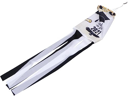 Toddmomy 2pcs Graduation Season Windsock Decoration Outdoor Hanging Wind Flag Ribbons for School Celebrations Student Events Lightweight Design for Breezy Display
