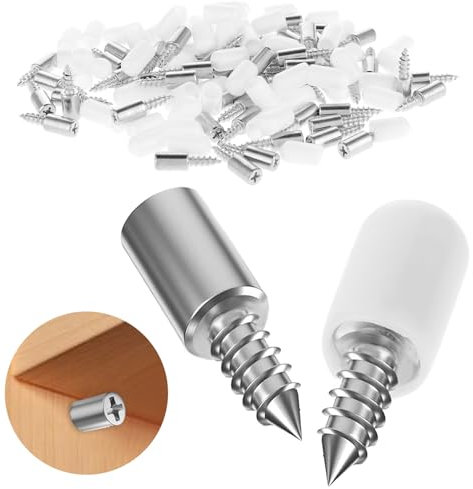 Jeffdad 50 Pcs Self-Tapping Screws Cabinet Laminate Support, Shelf Support Pegs with Non-Slip Sleeve, Shelf Support for Shelves for Kitchen Glass Furniture Cabinet Closet Shelf Support