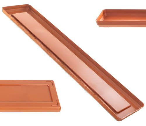 KADAX Untersetzer 50 cm für Blumenkasten, rechteckiger Blumenuntersetzer aus Kunststoff, Blumentopfuntersetzer für Balkonkasten, Pflanzenuntersetzer (Terrakotta)