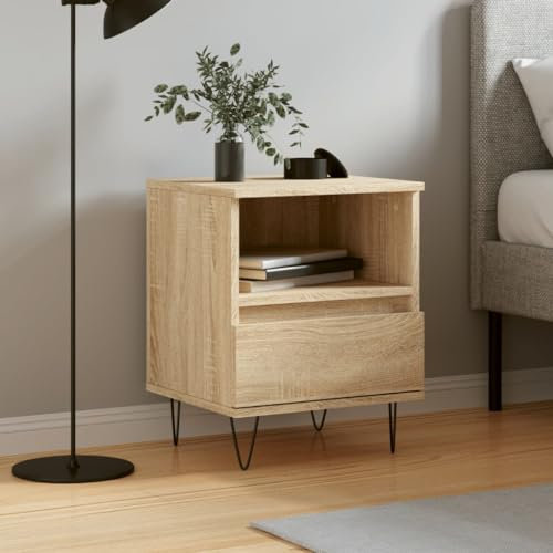THOYTOUI Nachttisch, Nachtkästchen Beistellschrank Telefontisch Unterschrank Geeignet für Wohnung Schlafzimmer Wohnstube Büro Sonoma-Eiche 40 x 35 x 50 cm Holzwerkstoff