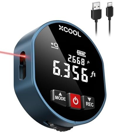 XCOOL Metro a nastro digitale 2 in 1 con laser, laser da 29,9 m e metro a nastro rotante da 100 m, con lettura digitale e design posteriore magnetico, piccolo metro ricaricabile con commutazione unità