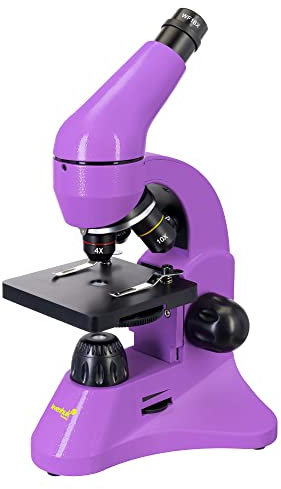 Levenhuk Rainbow 50L Plus Amethyst Wissenschafts- und Bildungsset mit Leistungsstarkem Mikroskop mit 1280x Vergrößerung, Illustrierter Anleitung für Experimente, Proben, und Tragekoffer, Lila (DE)