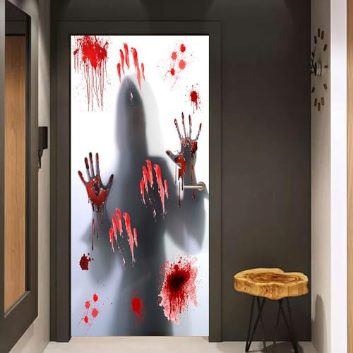Türtapete Selbstklebend Rot Grau Graffiti Türfolie Tür PVC Türtapete Selbstklebend Türfolien Abnehmbar Türposter Abziehen und Aufkleben Türaufkleber Wasserdichte 77x200cm