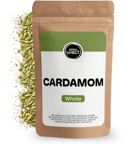 Spicy Welt Cardamomo Verde Entero (250g) - Cardamomo en Vaina – para Curris, Postres e Infusiones | Intenso, Dulce y Cítrico | 100% Natural & Sin Aditivos