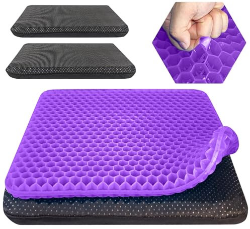 TONINT Large Gel Seat Cushion Long Sitting With 2 Non-Slip Covers (45cm x 45cm),Gel Cushion Sitting,For Car seat,Office Desk Chair,Wheelchair,Soft & Breathable
