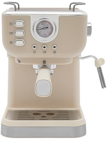 Levkitch Macchina da Caffè Espresso Manuale,Acqua 1.5L,Macchina Cappuccino con Vaporizzatore e vassoio superiore riscaldato, 20 bar,1050W,Inox