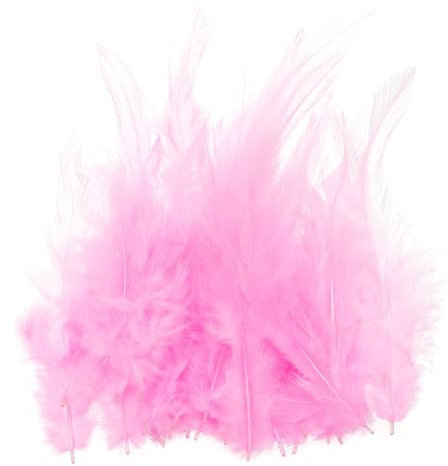 PATIKIL 200er Packung 3-5 Zoll Hahnenfedern Naturfedern Bunte Pink | Bastelfedern, für Basteln, Flauschige, für Traumfänger Handarbeit Kleidung Kostüme Hochzeit