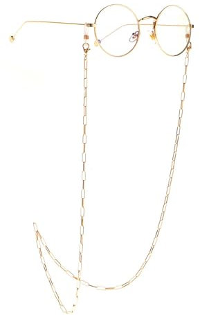 AAIXXIZAO Brillenkette Modische Und Minimalistische Goldene Ovale Dicke Brillenkette Aus Metall In Gold