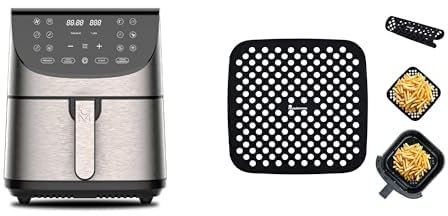 MasterPro Pack Freír Sin Aceite ROCKET 700 | Freidora de Aire 7L +2 Alfombrillas de Silicona | Pack Completo para Cocción Perfecta | Cocina sin Aceite & Fácil Limpieza sin que se Peguen los alimentos