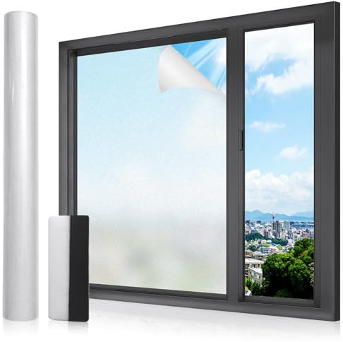 LULUETPUE Fenster Film Privatsphäre für Glasfenster, Matti erte Fenster Film, selbst klebende Statische Klebe für Büro Badezimmer Haus 90x200CM