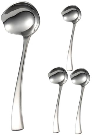 FELTECHELECTR 4piezas Cucharas De Acero Inoxidable Acabado Pulido De Cucharas De Servir Para Salsas Sopas y Pasta Cenas De Acción De Gracias y Navidad