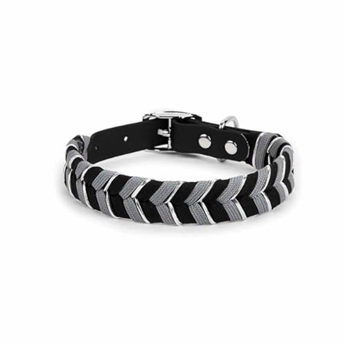 feiling Hundehalsband Verstellbare Geflochten Mehrfarbig Hundehalskette für Kleine und Mittelgroße Hunde (schwarz, L)