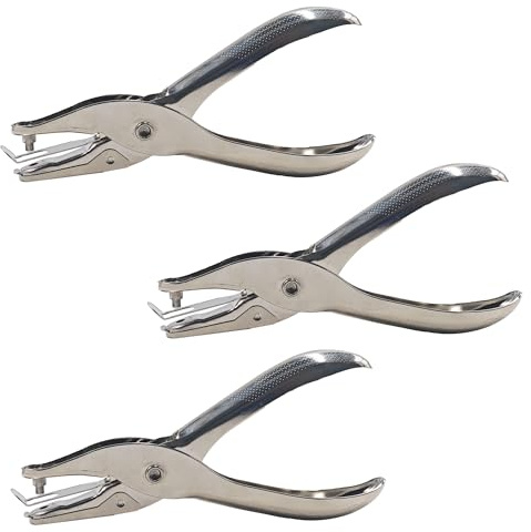 PDETVEO 3 PCS Single Hole Punch 1/8 Inch Metal Paper Puncher, Small Hole Puncher for Crafts Tags Tickets Scrapbook DIY Projects Office School Use
