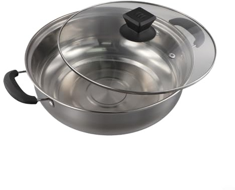 Faitout en acier inoxydable avec couvercle en verre transparent pour des résultats de cuisson optimaux et un suivi facile (28 cm)