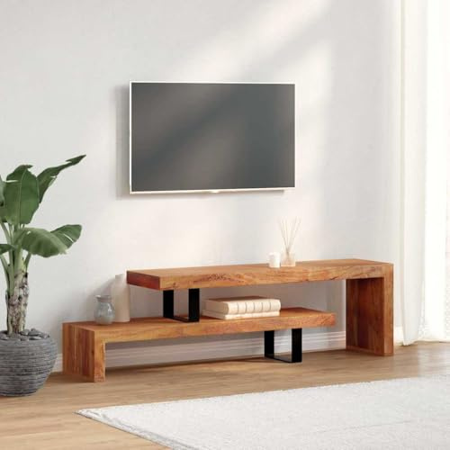 Emmtore TV-Schrank Vintage-Look Fernsehtisch Fernsehschrank Lowboard TV Möbel Tisch Board Sideboard HiFi-Schrank Massivholz Akazie