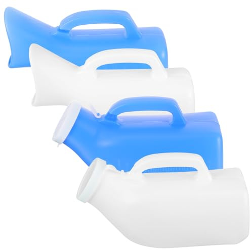 HAMPPLIES Praktische Urinflasche aus Kunststoff 4 Stück 1200 Ml und 1000 Ml Deckel für Reisen und Haushalt für Damen und Herren