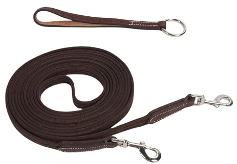 RIZGHWOY Rênes de Cheval, Performances Fiables, Prise en Main Confortable, Longue Corde Marron pour Le Toilettage Quotidien et Les Jours de Concours, Lanières en Cuir de Vache