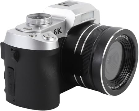 Cámara Digital 6K 84MP con Zoom 18X y Enfoque automático | Pantalla abatible 180°, WiFi, grabación de viajes y webcam, ABS, flash integrado, compatible con tarjeta 128 GB