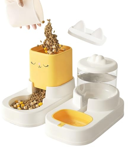 Automatic Cat Feeder | Large Non Electric Non Slip Bowl - Dog Cat Food Dispenser Water Dispenser for Kitten Food Indoor Outdoor Home Ap