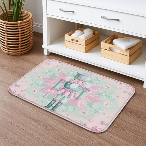 Tapete de baño floral pastel de secado rápido, elegante alfombra de ducha antideslizante absorbente de hojas de rosas de melocotón, alfombra de baño lavable de franela decorativa de primavera para