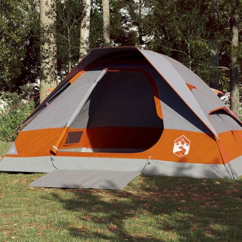 Owoxanthellate Campingzelt 4 Personen Grau Orange Kuppel Ultraleicht 4,8 kg 274x213x150 cm Robustes Polyester mit PU Beschichtung für Trekking Festival Strand Angeln Outdoor