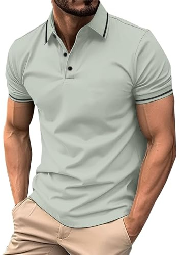 Polo de manga corta para hombre, camiseta clásica, casual, elegante, para golf, verano, color sólido, polos para hombre, camisetas de negocios, ajustadas, ropa de primavera para hombre, gris, M