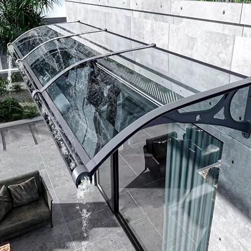 Marquise Solaire Abri,Auvent d'Extérieur pour Jardin et Porte d'Entrée,Auvent Fenêtre en Polycarbonate,Toit Abri Contre la Pluie et UV,avec Supports en Aluminium (50x80cm)
