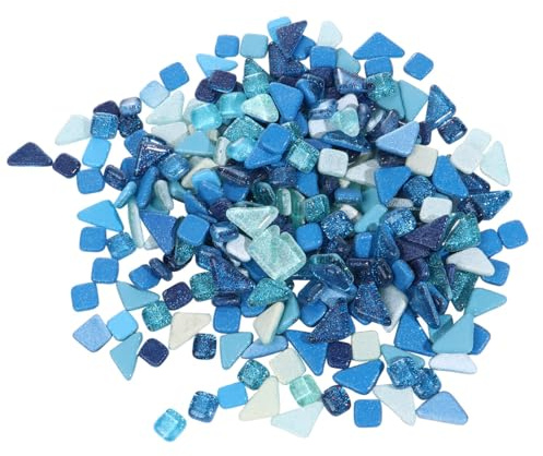 JEWEDECO Cristales Decorativos de Cristal Azul para Manualidades Diy, 500g, Resistentes Humedad Forma Irregular para Decorar y Añadir Estilo Moderno