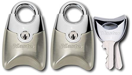 Master Lock 195EURTSN Pack de 2 Cadenas Fusion à Clé et Anse Protégée, Gris, 4,4 x 2 x 1,4