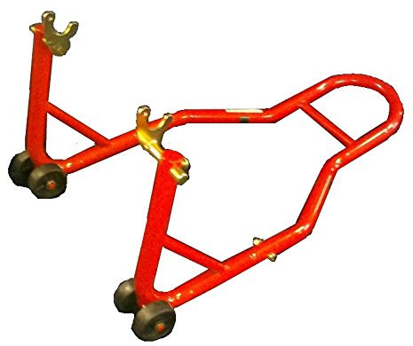 Motorrad Montageständer hinten universal rot mit Y-Bobbinsaufnahme und Breitenverstellung