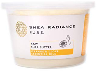 Shea Radiance P.U.R.E Raw Shea Butter | 100% Natural & Unrefined Body Butter | Soothes, Softens, & Increases Collagen | Long Lasting Moisture | Moisturizer for Sensitive Skin | Orange & Clove (14 oz)