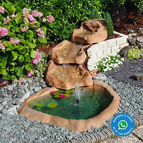 Giardini d'Acqua Cascata vetroresina Modello Azzurra Dotata di Pompa