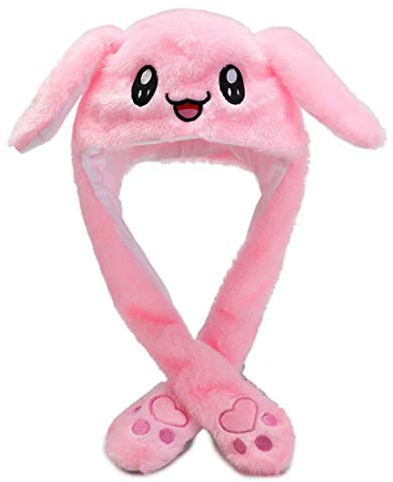 Yixda rolig djurmössa, varm plyschmössa med tassar och öron, vintermössa, hatt, Rosa hase, En Storlek