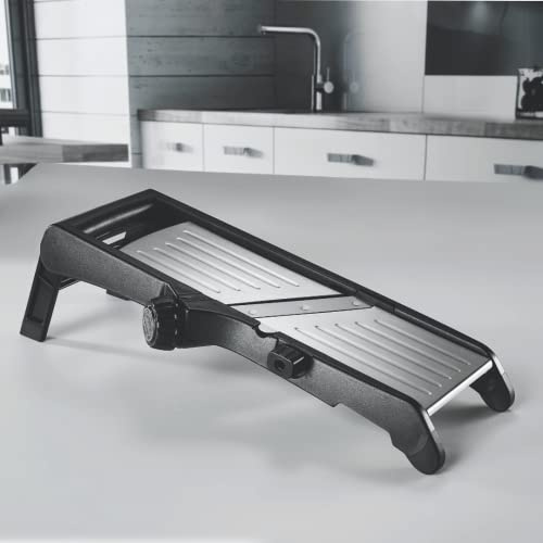 Ideal Pro Mandolina Cortador de verduras, profesional, ajustable, de acero inoxidable, para frutas y verduras. Guante resistente a cortes y cepillo de limpieza