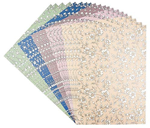 Ideen mit Herz Edel-Dekorpapier Pearl | Deko-Karton | 20 Bogen in 5 versch. Farben | Geprägt & folienveredelt | DIN A4 | 250 g/m² (Blumen)