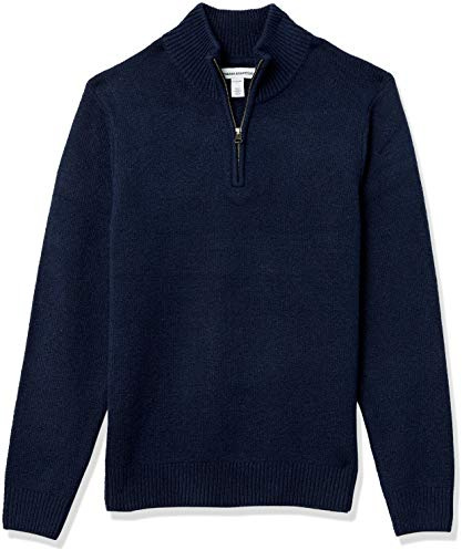 Amazon Essentials Maglione Morbido a Maniche Lunghe con Cerniera sul Collo Uomo, Blu Marino, XL