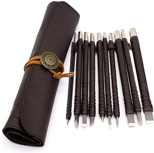 10PCS Kit Di Intaglio, Scalpelli Professionali Per Intaglio Del Legno Coltello Per Intaglio A Mano Set Strumenti Per Incisione Fai Da Te