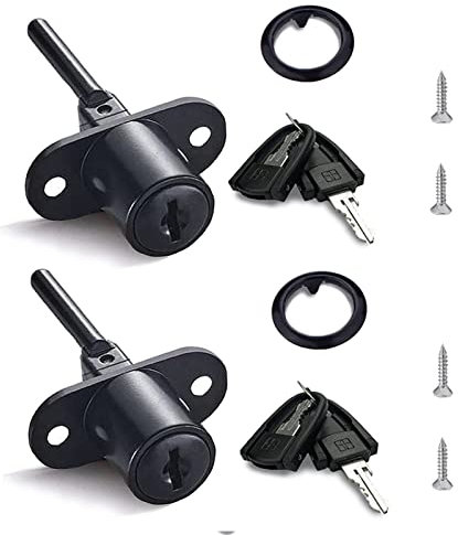 XIEHE 288 Zinc Alloy Desk Locks for Drawers with Key, Filing Cabinet Lock Replacement for Wardrobe Furniture Locker Showcase with 2 Key, Child Locks for Cabinets 2pack 16mm (Black)