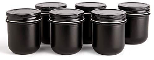- 6 Stück - Marmeladenglas, Einmachglas, Gewürzglas, Schraubglas - 220 ml, schwarz/blickdicht (Deckel-schwarz)