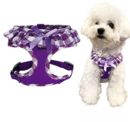 SuperBuddy Upgraded Soft Mesh Dog Harness, Breathable Lightweight Pet Harness for Puppy Walking, Purple- XSmall