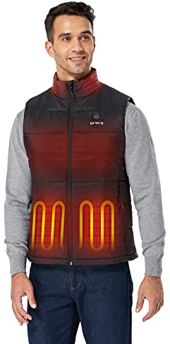 ORORO Men's Heated Gilet with Power Bank, Heated Vest Men Up to 10 Hours of Warmth (Charger Not Included) (Neutral Black,S)