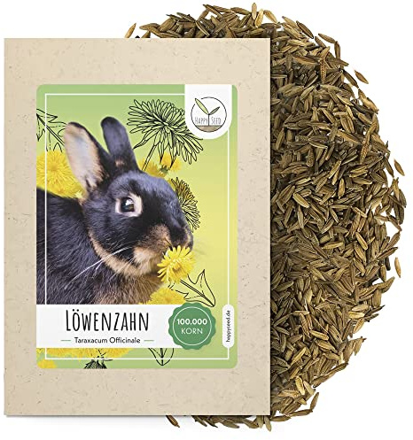 HappySeed Löwenzahn Samen für Kaninchen - Wildkräuter Saatgut als optimale Futterergänzung für Kaninchen, Meerschweinchen und Schildkröten (100.000 Samen)