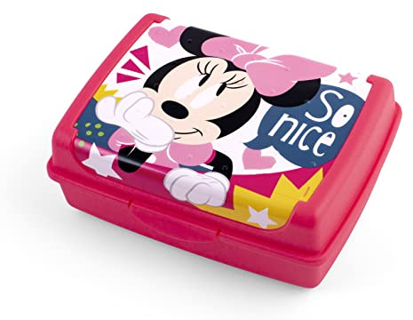 Lulabi Disney Minnie Porta Pranzo Bimba, Porta Merenda in Plastica, Lunch Box, BPA Free, 17x13x6.5cm, Linea Icon