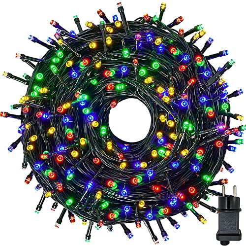 Guirlande Lumineuse Exterieure Intérieur 30m/300LEDs Guirlande Lumineuse Sapin en 8 Mode, Étanche IP44, Minuterie, Fonction Mémoire, Deco Noel Exterieur pour Chambre, Mariage, Fête, Multicolore