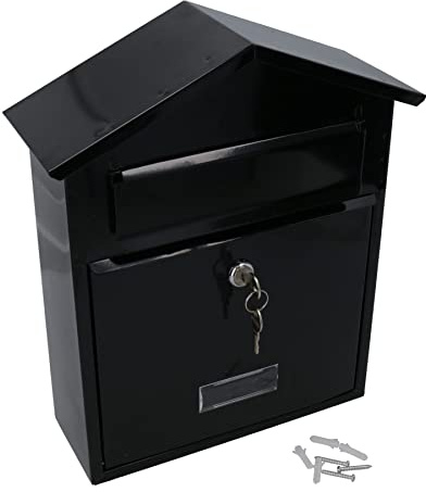 Briefkasten Briefkasten Metall schwarz Wand Tür Tor Zaun Gartenhaus abschließbar