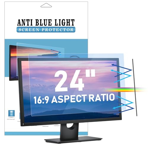 LAMA Anti Blaulichtfilter für 24 Zoll Monitor, Blaulicht blockierende Displayschutzfolie, Anti Blue Screen Protector Anti UV/Blendschutz/Augenschutz, Universal Bildschirmfilter 16:9 (531x298mm)