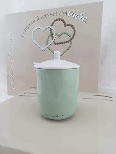 Digiglio Bomboniere Bomboniera matrimonio zuccheriera cuore verde e bianca claraluna 2023 Con Fiore/Fiocco o Shopper