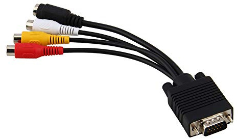 Câble adaptateur convertisseur VGA SVGA vers S Video 3 TV, entrée standard Sub D VGA, connecteur : D Sub 15 broches vers S vidéo 4 broches et jack