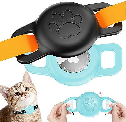 Airtag-Katzenhalsbandhalter, IPX8 wasserdicht, Airtag-Halter für Katzenhalsband, kleine Hunde-Airtag-Halterung für Apple AirTag, Silikon-Hunde- und Katzenhalsbänder, Halterung für AirTags innerhalb