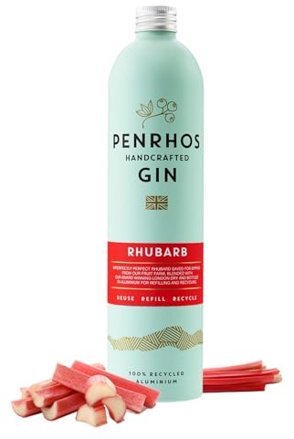 Penrhos - Rhubarb Gin - Award-Winning Fruity Artisan Flavoured Gin, made with 100% Wonky Fruit in an Elegant Glass Bottle - Exceptional Fruity Taste, Smooth Finish, 700ml